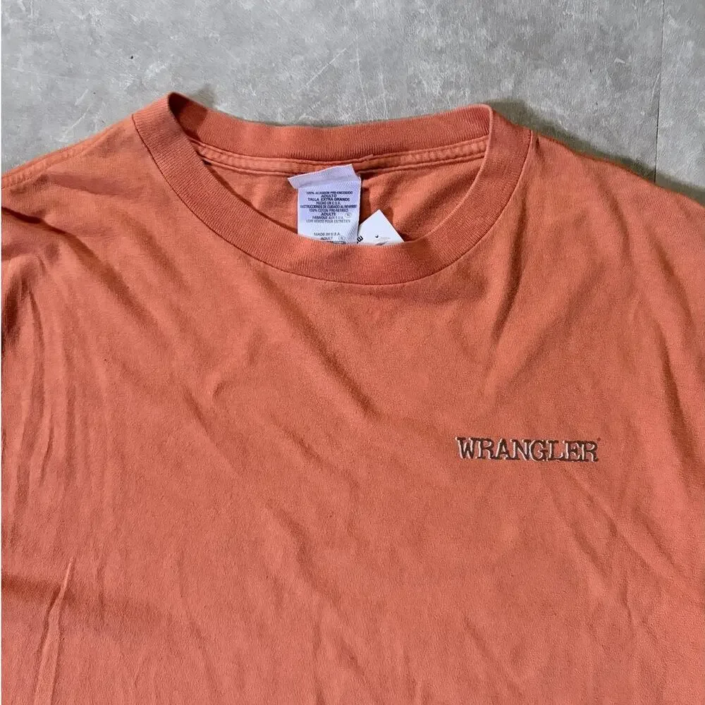 90s Vintage Wrangler Bull Riding Orange T Shirt -XL